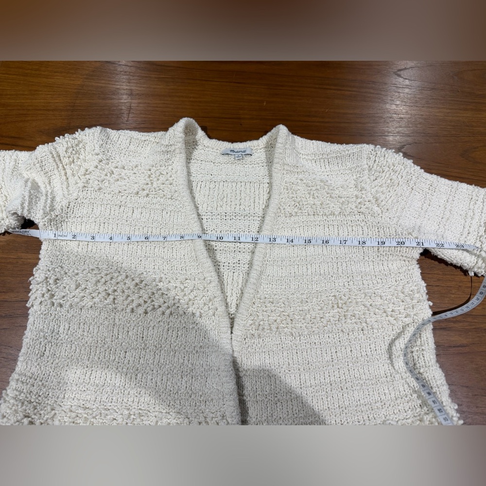 Madewell Bronson Textured Cardigan Sweater Ivory Size M Coastal Cotton Blend - Picture 5 of 7
